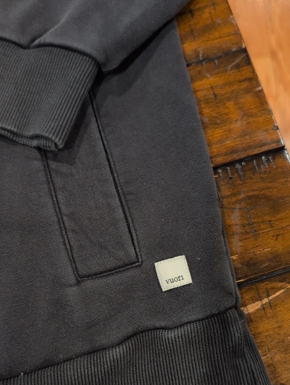 Vuori Restore Hoodie Oversized Full Zip Washed Black - Picture 3 of 5